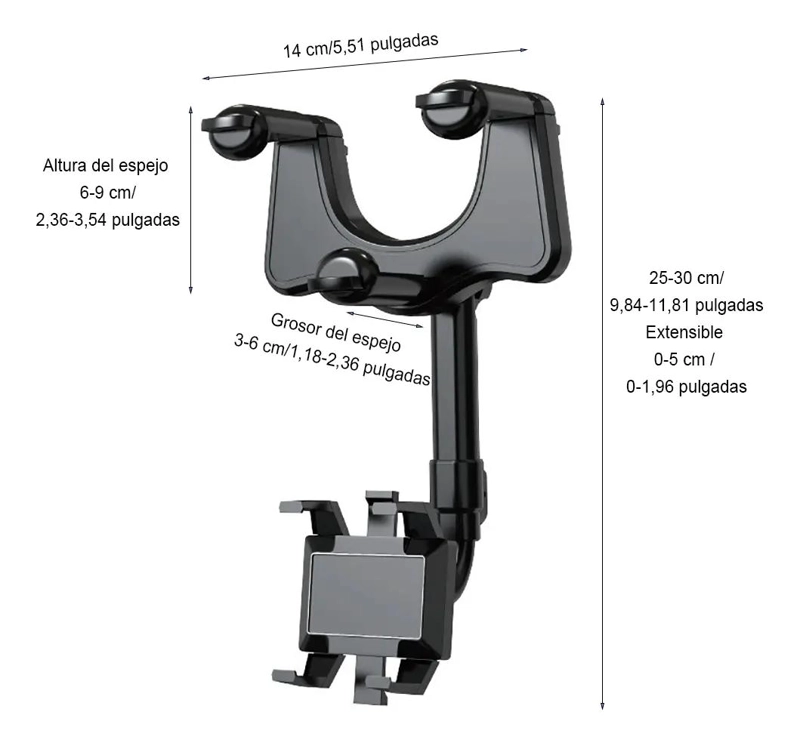 SOPORTE CELULAR CLIP 360° PARA ESPEJO RETROVISOR - 4