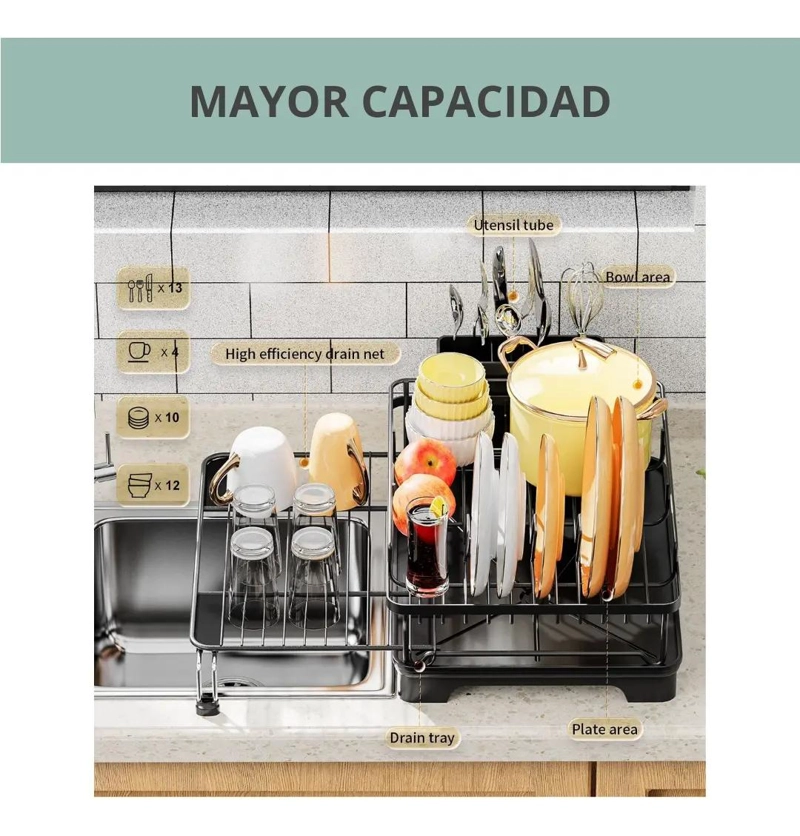 SECADOR ESCURRIDOR DE PLATOS INOXIDABLE EXPANDIBLE - 3