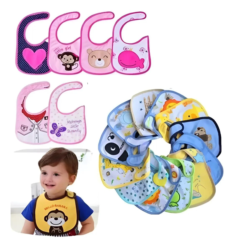 PACK 10 BABEROS BORDADOS IMPERMEABLES 3 CAPAS - 1
