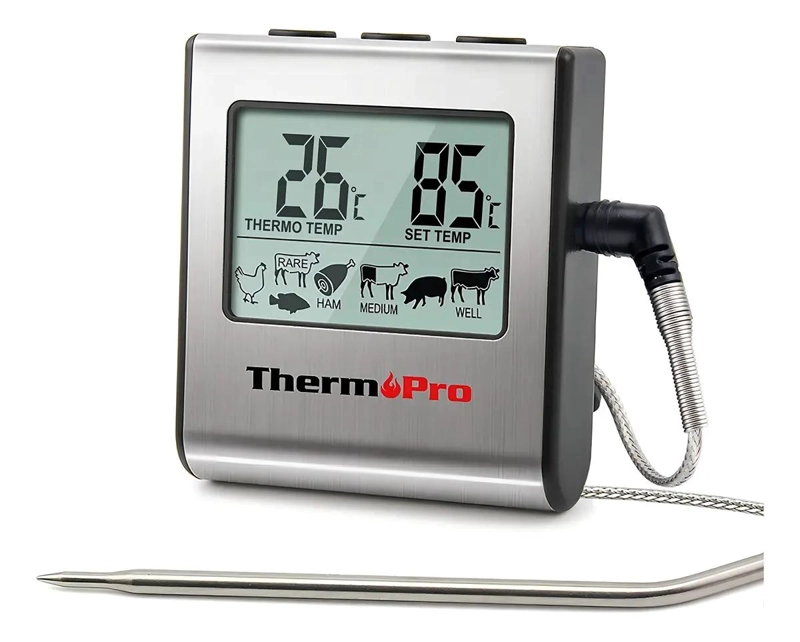 TERMOMETRO DIGITAL PARA COCINA CON SONDA PARA CARNES COLOR GRIS - 1