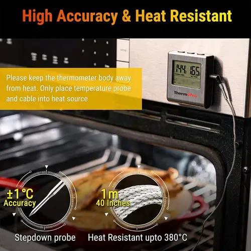 TERMOMETRO DIGITAL PARA COCINA CON SONDA PARA CARNES COLOR GRIS - 2