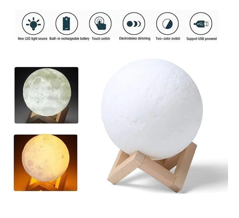 LAMPARA LUNA 3D DECORATIVA PARA NIÑOS - 3