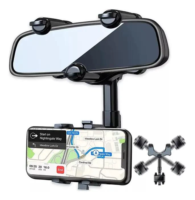 GENÉRICO PACK 2 SOPORTES PORTA CELULAR PARA ESPEJO RETROVISOR