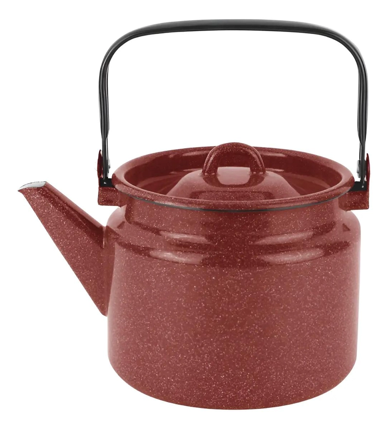 TETERA DE ACERO VITRIFICADO 2 LITROS ROJA - 1