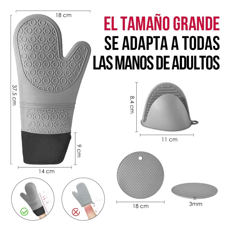 GUANTES DE ALTA TEMPERATURA PARA HORNEAR 6 PIEZAS - 2