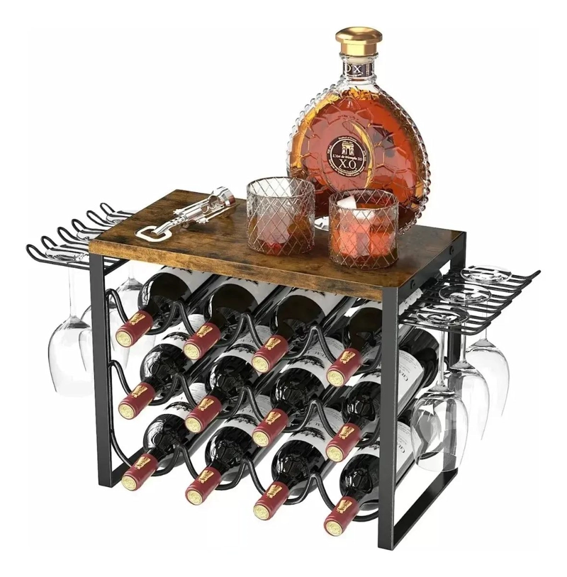 RACK METALICO PLEGABLE PARA 12 BOTELLAS DE VINO - 1