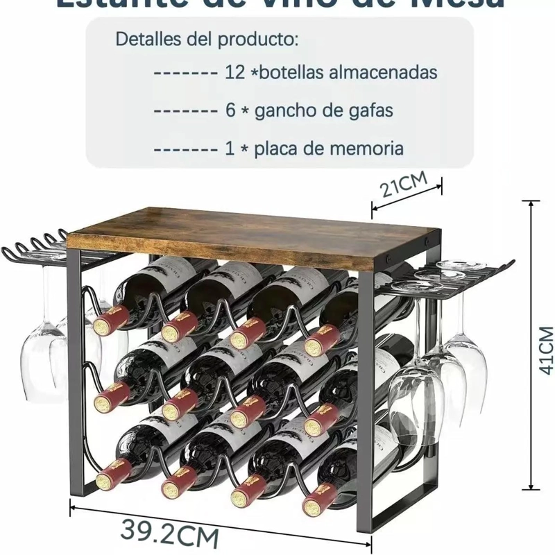 RACK METALICO PLEGABLE PARA 12 BOTELLAS DE VINO - 2