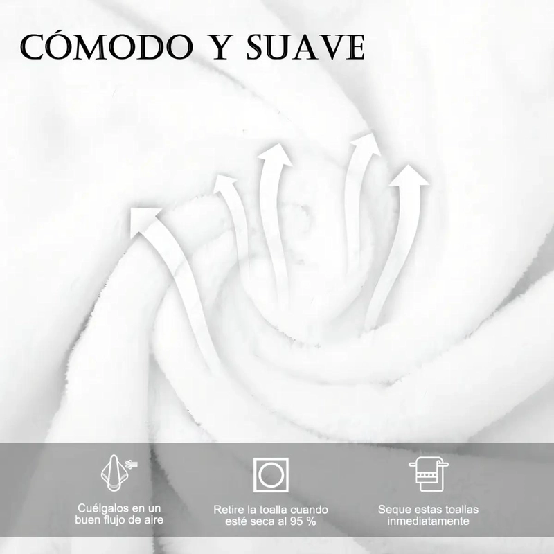 JUEGO DE 6 TOALLAS DE BAÑO GRANDES ALGODON 70X140 CM - 3