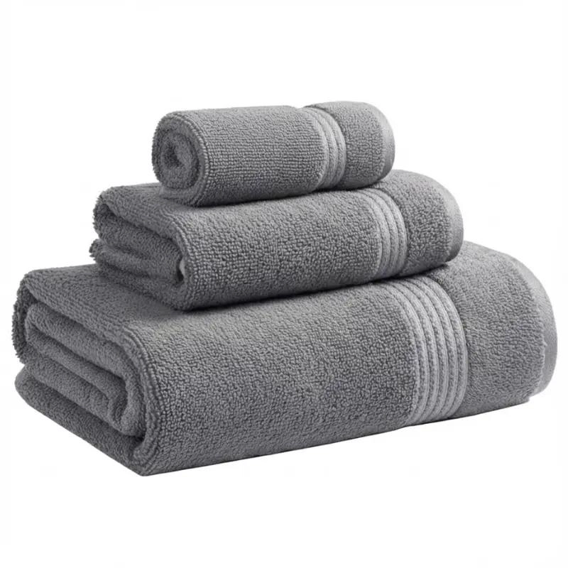 JUEGO DE TOALLAS DE BAÑO 100% ALGODON GRIS - 1