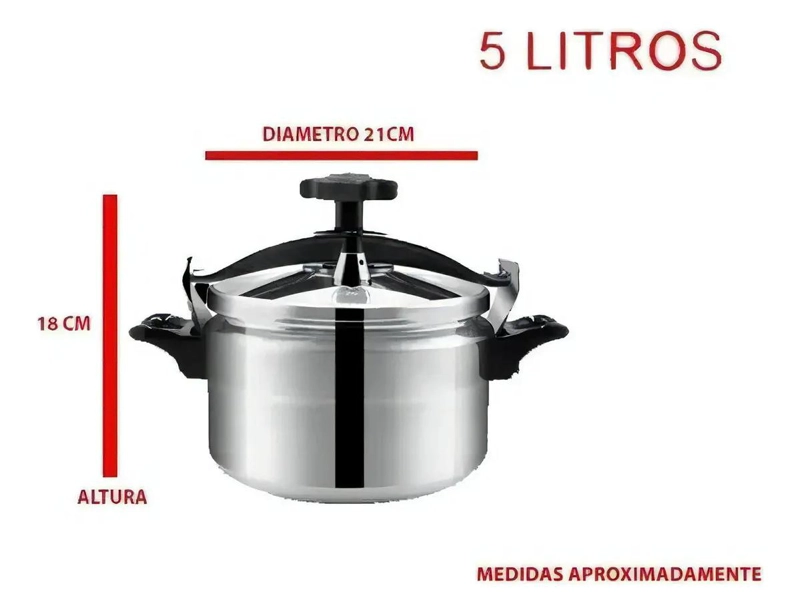 OLLA A PRESION DE 5 LITROS COLOR PLATEADO - 2