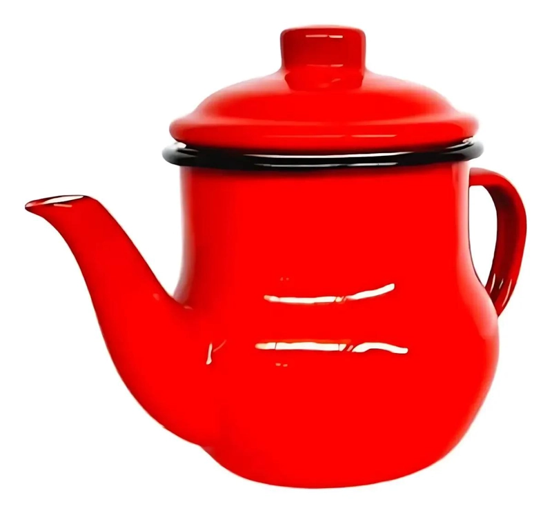 TETERA ENLOZADA 1/2 LITRO COLOR ROJA - 1