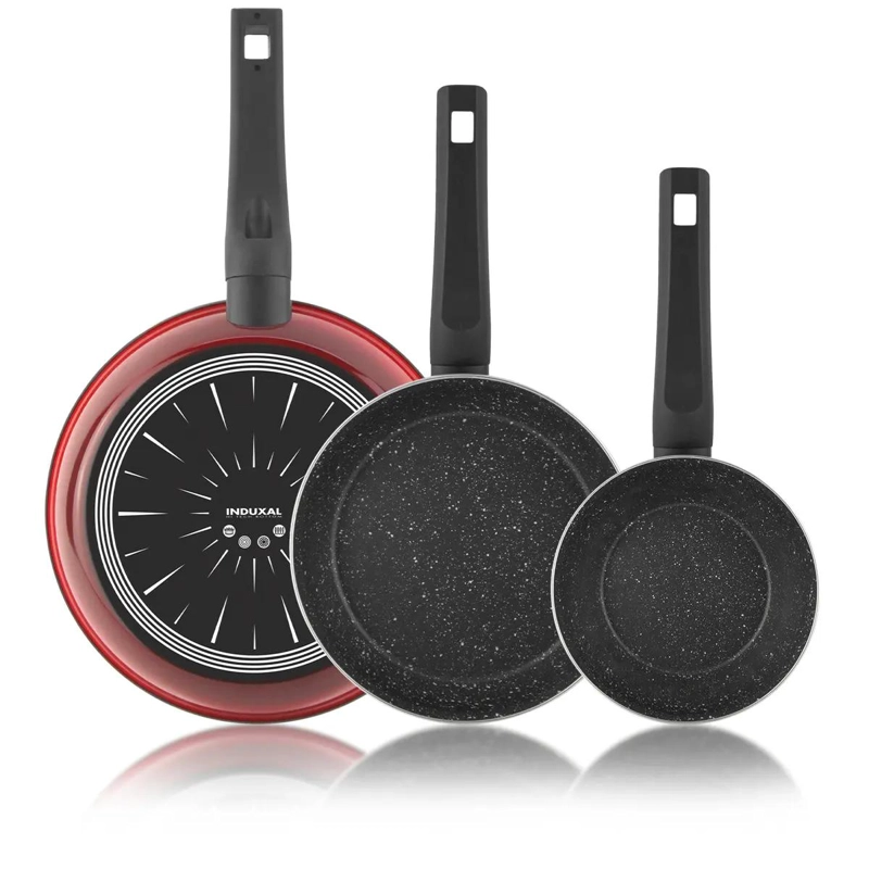 SET DE SARTENES DE ACERO VITRIFICADO CON TAMAÑOS 18, 20 Y 24 CM - 1