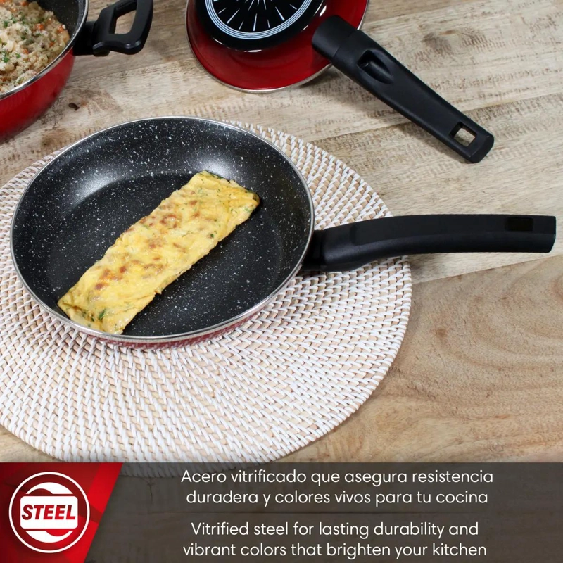 SET DE SARTENES DE ACERO VITRIFICADO CON TAMAÑOS 18, 20 Y 24 CM - 2
