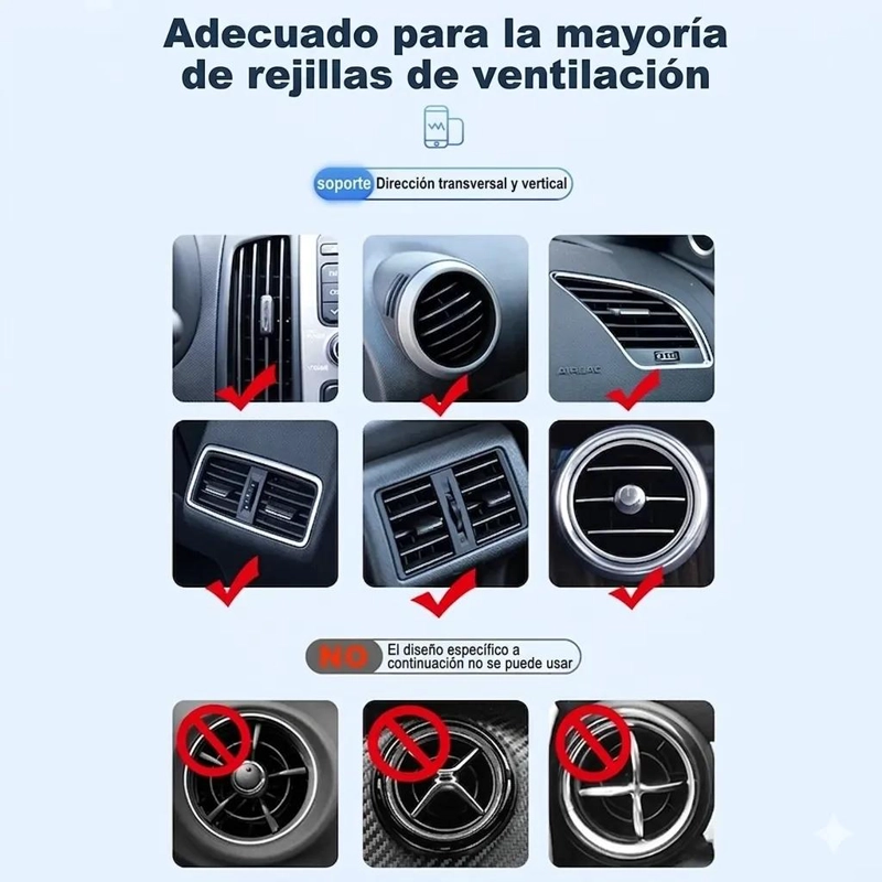 SOPORTE CELULAR PARA AUTO REJILLA AIRE ROTACION 360° - 4