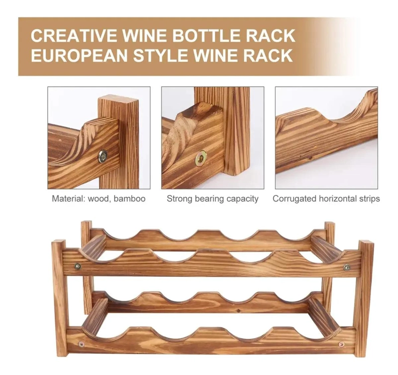 ESTANTE DE MADERA PARA 8 BOTELLAS DE VINO - 4