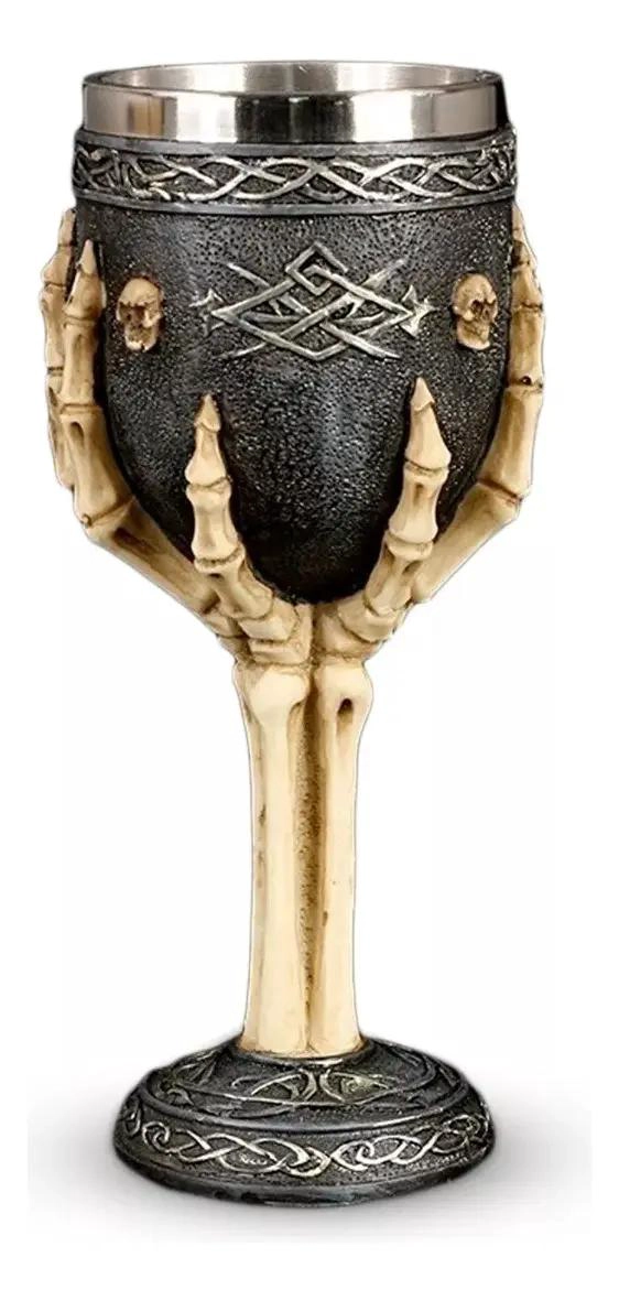 COPA DE VINO CALAVERA MEDIEVAL VIKINGO - 1