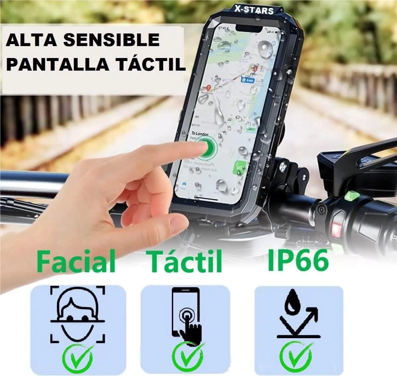 SOPORTE IMPERMEABLE PARA CELULAR EN MOTO Y BICICLETA 360º - 3