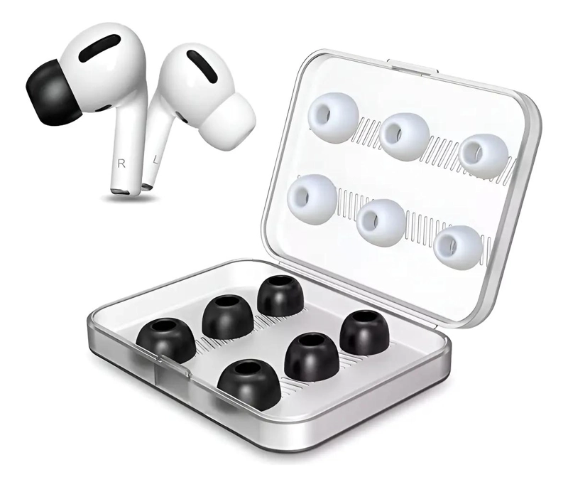 6 PARES ALMOHADILLAS SILICONA Y MEMORY FOAM AIRPODS PRO - 1