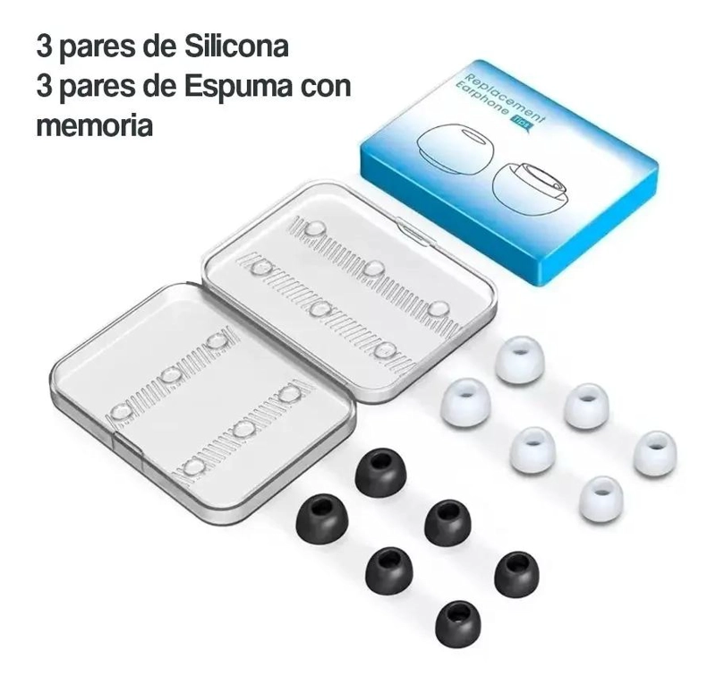 6 PARES ALMOHADILLAS SILICONA Y MEMORY FOAM AIRPODS PRO - 2