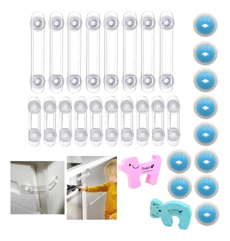 PACK 32 SEGUROS PARA PUERTAS Y CAJONES - 1