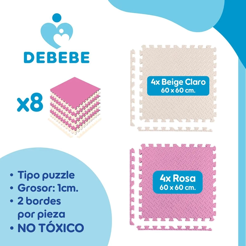 ALFOMBRA DE GOMA EVA BEBE  10MM 60X60CM SET 8 PIEZAS - 2