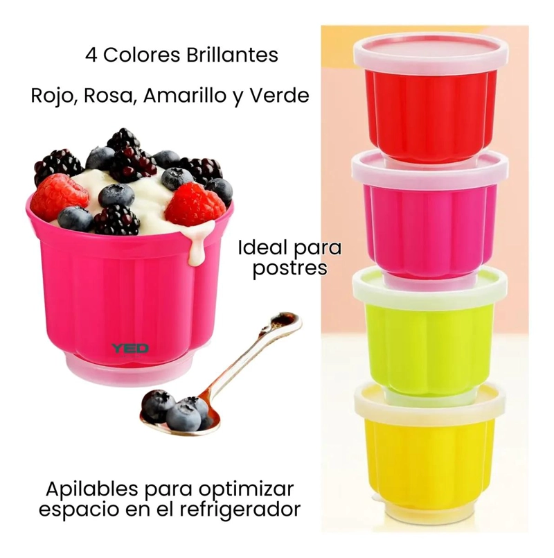MOLDES PLASTICOS REUTILIZABLES CON TAPA PARA JALEA Y GELATINA 120 ML - 4