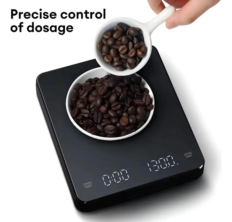 BASCULA DIGITAL PRECISA PARA CAFE  Y GRAMOS CON DISEÑO COMPACTO NEGRO - 3