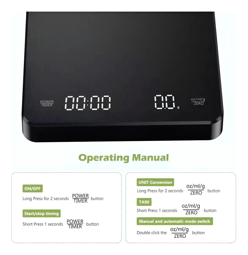 BASCULA DIGITAL PRECISA PARA CAFE  Y GRAMOS CON DISEÑO COMPACTO NEGRO - 4