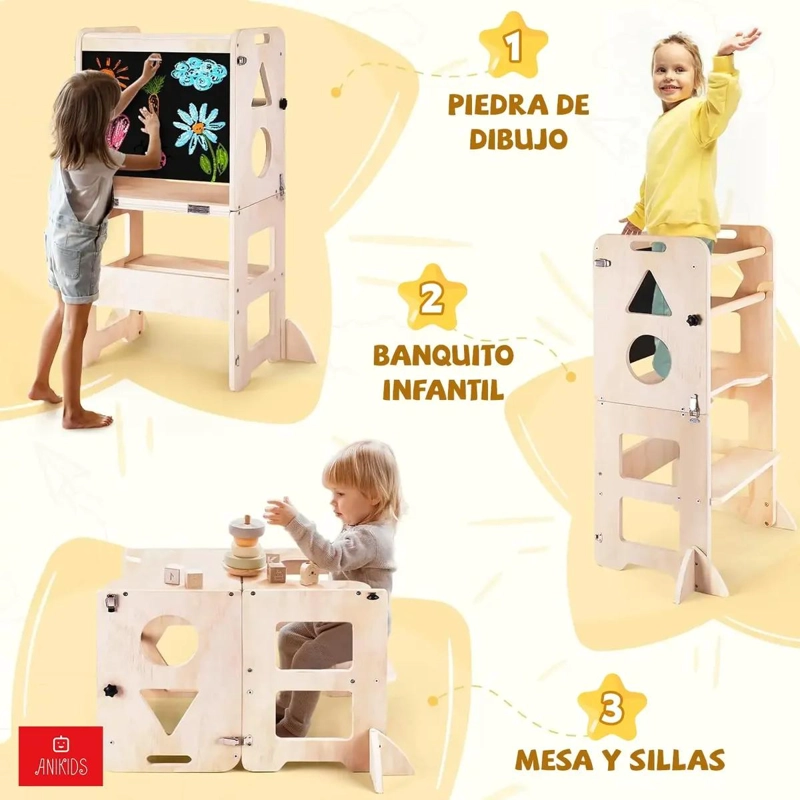TORRE DE APRENDIZAJE MONTESSORI 3 EN 1 PLEGABLE - 3
