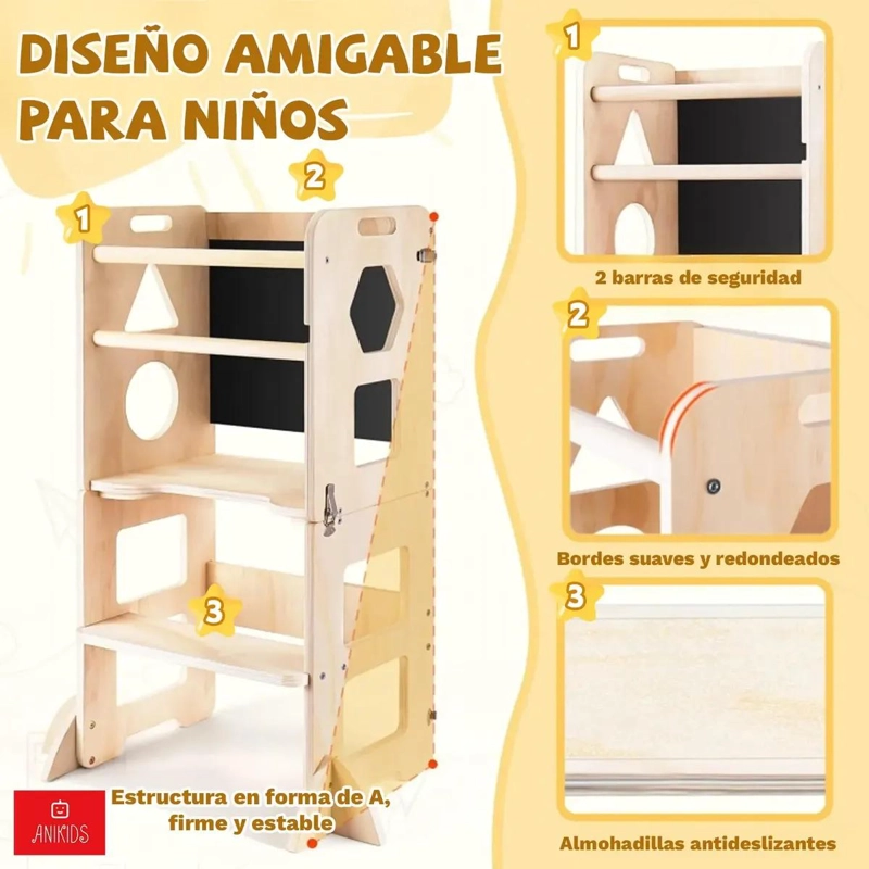 TORRE DE APRENDIZAJE MONTESSORI 3 EN 1 PLEGABLE - 5