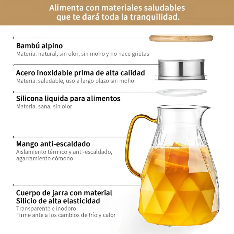 SET JARRA DE TE  CON INFUSOR Y 4 TAZAS DE CRISTAL - 2