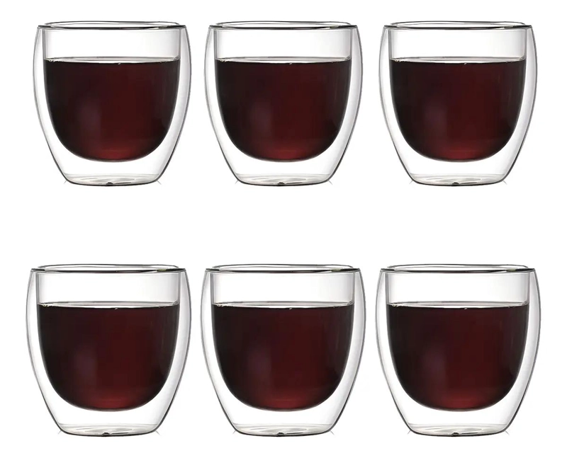 JUEGO 6 TAZAS DOBLE PARED 80ML PARA CAFE  ESPRESSO - 1
