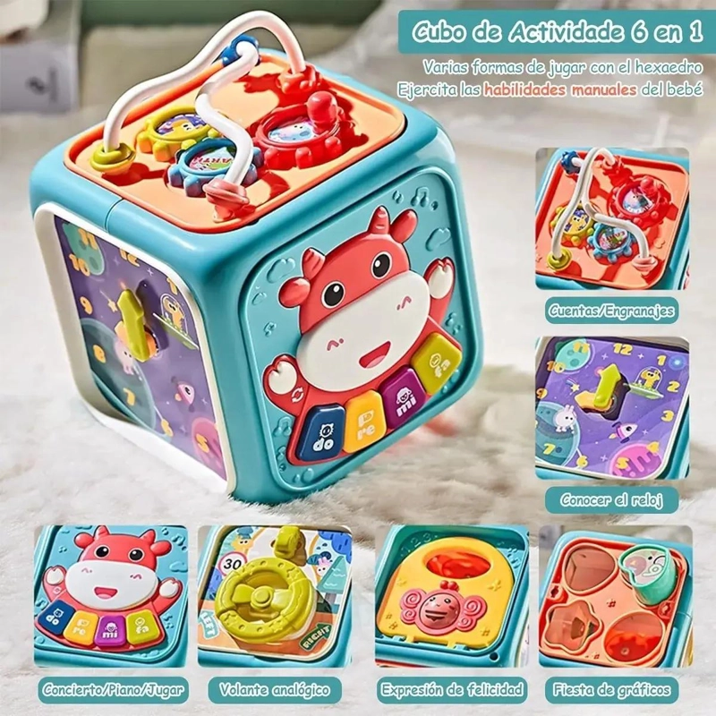 JUGUETE MONTESSORI EDUCATIVO CUBO DIDACTICO 6 EN 1 - 2
