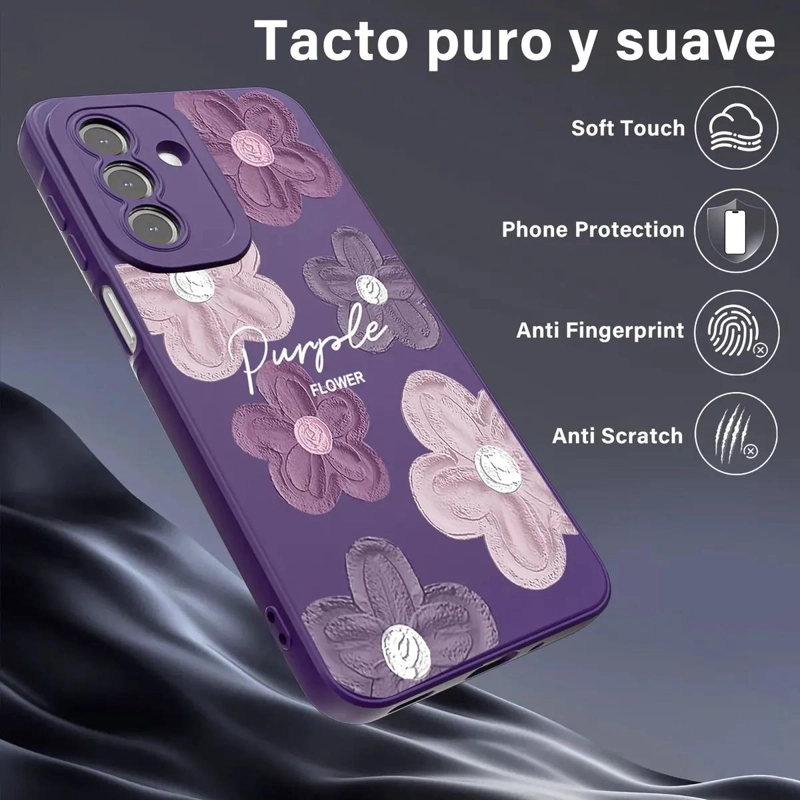 CARCASA PURPURA CON FLORES PARA SAMSUNG GALAXY A16 - 2