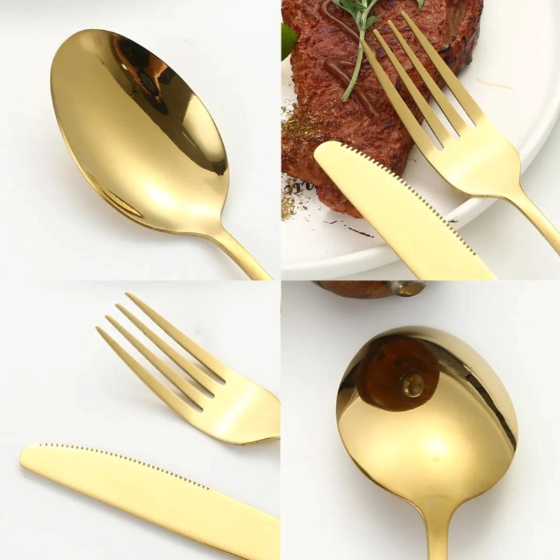 SET CUBIERTOS 24 PIEZAS ACERO INOXIDABLE DORADO - 5