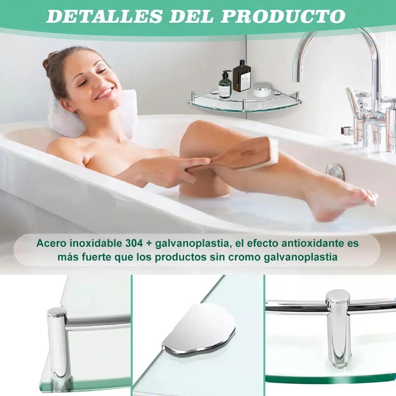 ESTANTE ESQUINERO DE VIDRIO PARA BAÑO 6 PIEZAS - 5