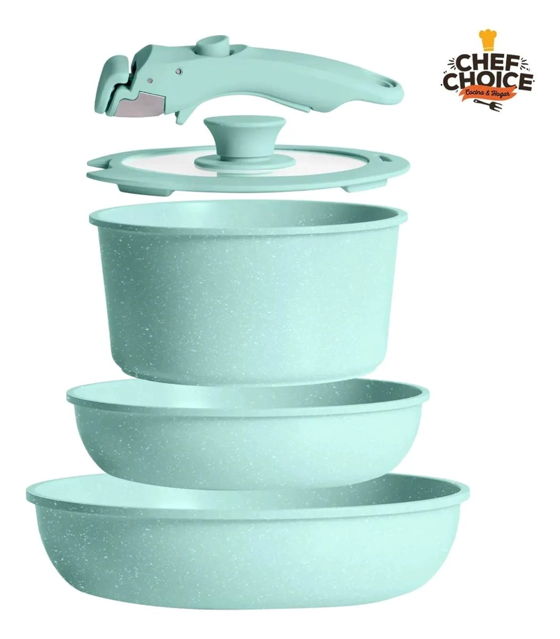BATERIA DE COCINA ANTIADHERENTE 5 PIEZAS VERDE - 1
