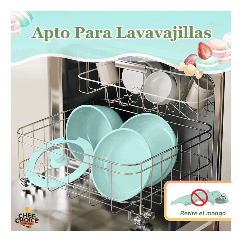 BATERIA DE COCINA ANTIADHERENTE 5 PIEZAS VERDE - 4