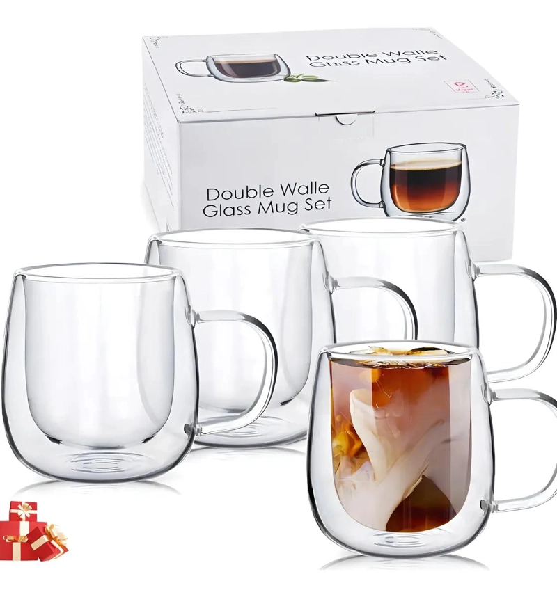 SET 4 TAZAS DOBLE PARED VIDRIO TE RMICO - 1