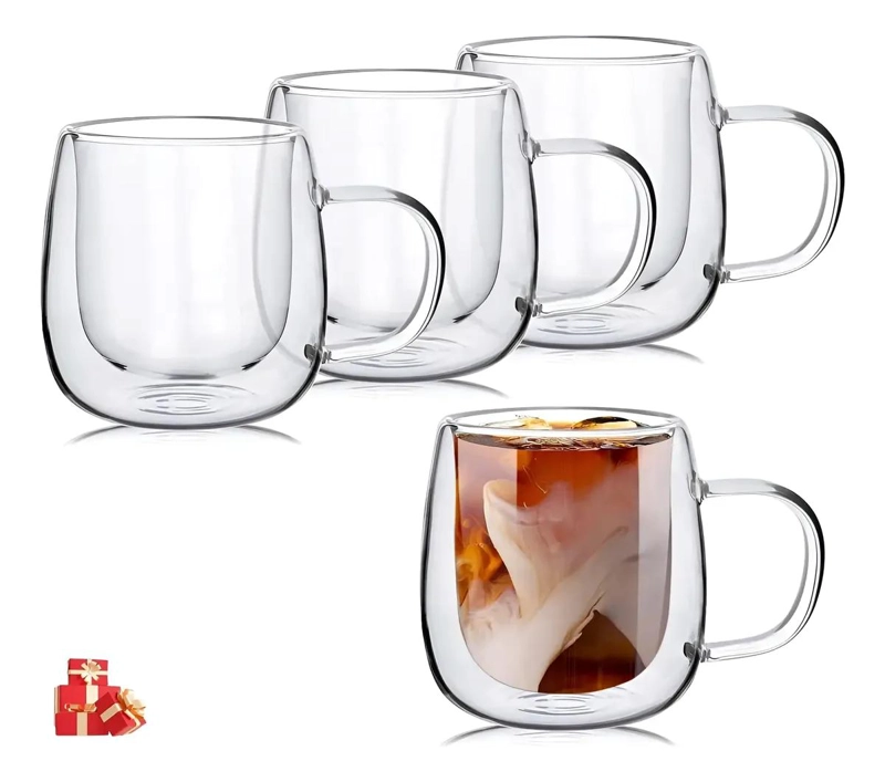 SET 4 TAZAS DOBLE PARED VIDRIO TE RMICO - 2