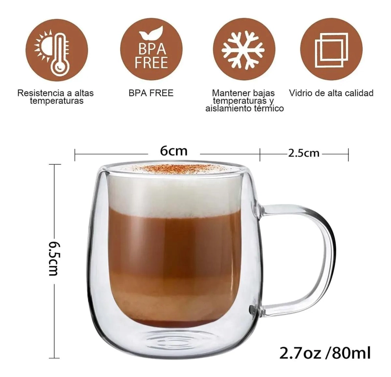 SET 4 TAZAS DOBLE PARED VIDRIO TE RMICO - 3