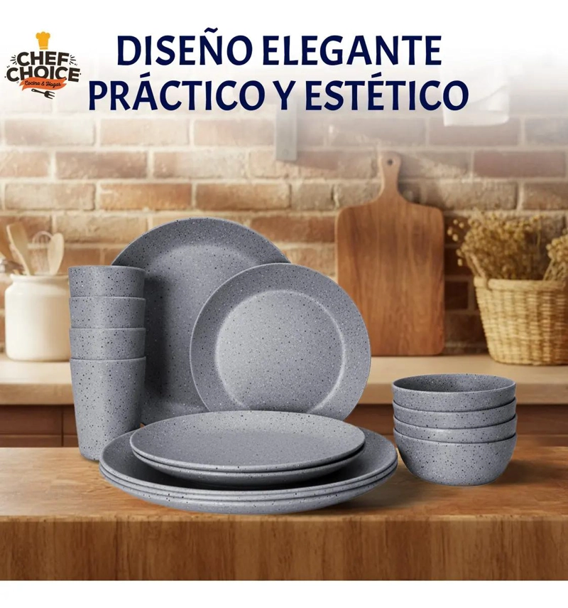 SET 16 PCS JUEGO DE VAJILLA COMPLETO MELAMINA - 2