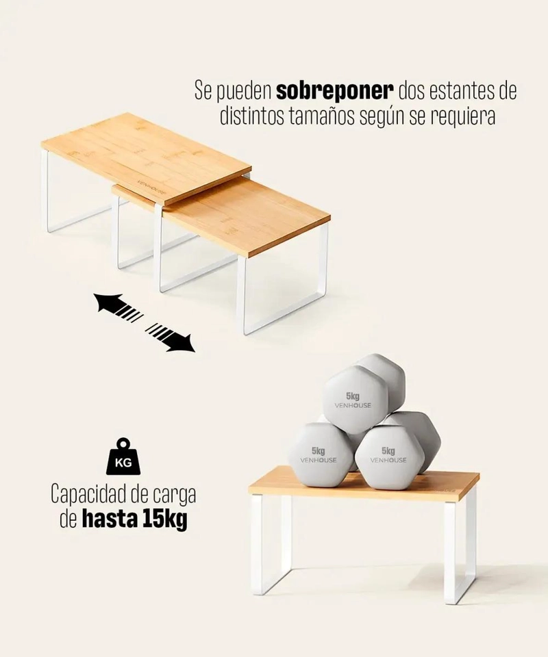 ORGANIZADOR APILABLE DE 2 REPISAS PARA VAJILLA - 3