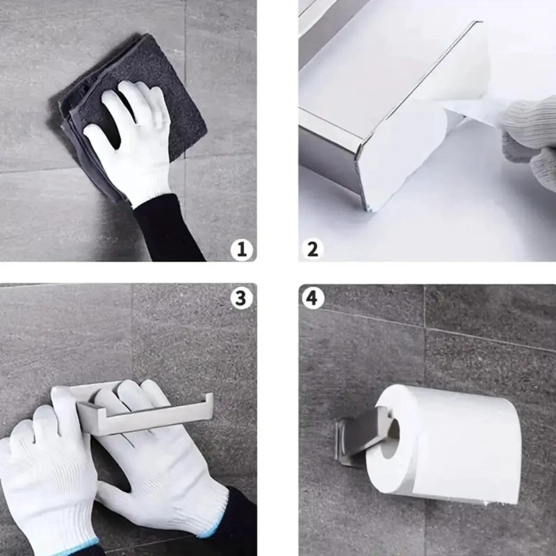 SOPORTE PAPEL HIGIE NICO CON 2 GANCHOS ADHESIVOS - 3