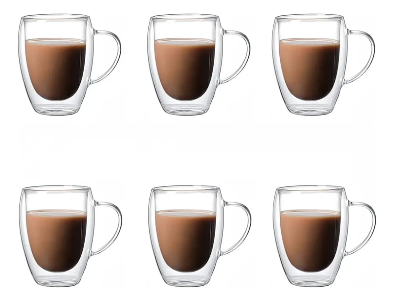 PACK 6 TAZAS DE CAFE  DE VIDRIO TE RMICO 350ML - 1