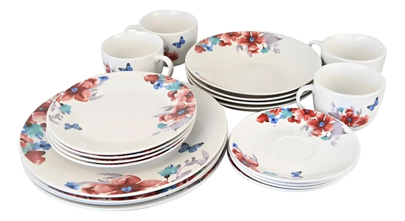 VAJILLA PORCELANA 20 PIEZAS DISEÑO ELEGANTE - 1
