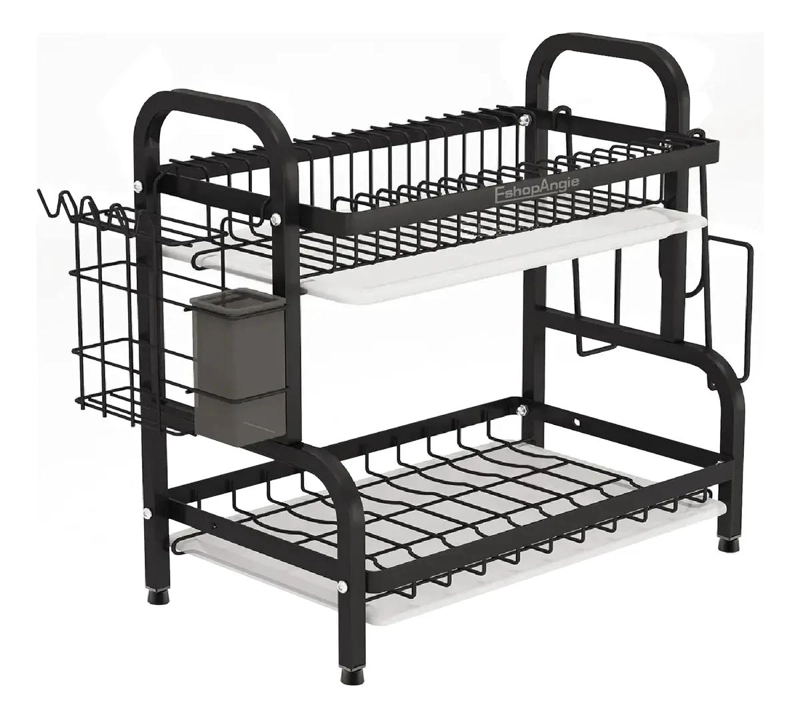 SECADOR ESCURRIDOR DE PLATOS 2 NIVELES COLOR NEGRO - 2