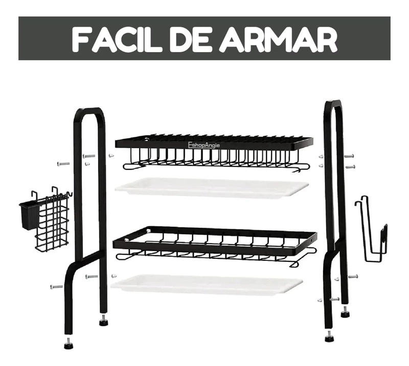SECADOR ESCURRIDOR DE PLATOS 2 NIVELES COLOR NEGRO - 3