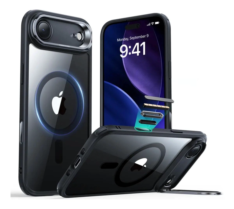 GENÉRICO CARCASA MAGSAFE CON SOPORTE PARA IPHONE 17 - NEGRO