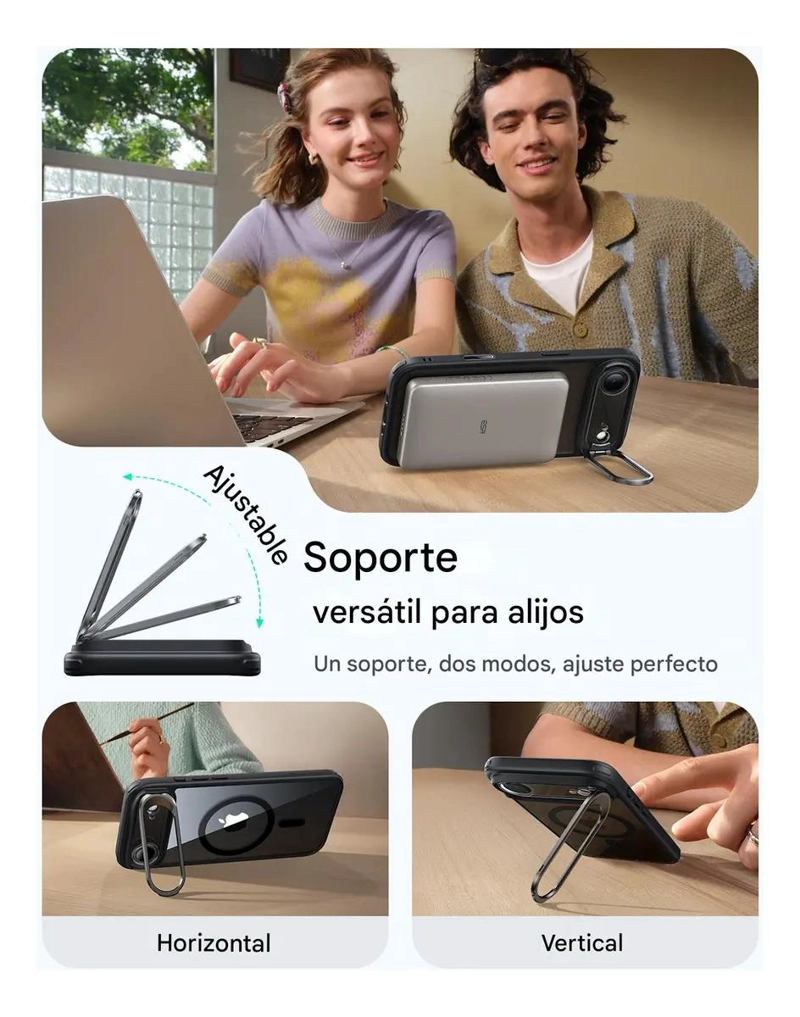 CARCASA MAGSAFE CON SOPORTE PARA IPHONE 17 - NEGRO - 5